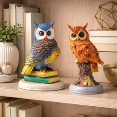 Owl Statue on Book for Good Luck -2 Set of Owl showpieces for Home Decor vastu, A Symbol of Wisdom and Fortune for Home and Living Room Decor Item, Statue