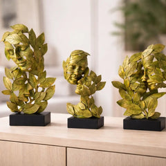 3 Set of Patta Face | Nemesis Now Natural Emotion - Peace 32cm, Resin, Green, Face in Leaves Nature Sculpture, Birthday, Ideal for Nature & Art Lovers, Cast in The Finest Resin, Expertly Hand-Painted