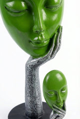 BECKON VENTURE | Abstract Green Face Sculpture – Modern Artistic Home Decor | Handicraft Antique Face showpiece for home decor items