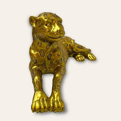 HAND N ART Sitting Golden Panther Figurine | Big Golden Panther | Golden Panther for Home Decor Showpiece Decorative Showpiece 22"