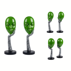 BECKON VENTURE | Abstract Green 2 Set Face Sculpture – Modern Artistic Home Decor | Handicraft Antique Face showpiece for home decor items