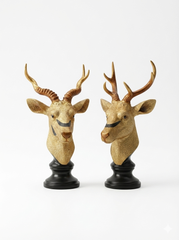 Elegant Golden Deer Head Showpiece Set (Pair) – 14" Resin Vastu Decor & Gift