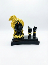 SAAJRA Elegant Black & Gold Lord Krishna Flute Idol – 10" Resin Home Decor & Gift