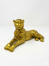 HAND N ART Sitting Golden Panther Figurine | Big Golden Panther | Golden Panther for Home Decor Showpiece Decorative Showpiece 22"