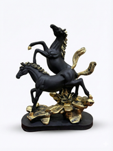 Duo Black-Golden Horse Statue