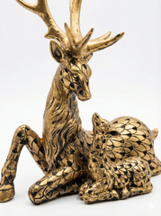 Homivio Golden Grace Deer & Fawn Showpiece – Elegant Resin Statue for Home Decor