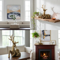 Homivio Golden Grace Deer & Fawn Showpiece – Elegant Resin Statue for Home Decor