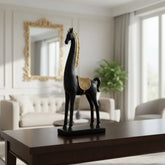 Homivio Decorative Black Deer Showpiece – 16x16 Inch – Antique Silver & Black Finish | Home Decor Gift Item