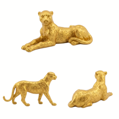 HAND N ART Sitting Golden Panther Figurine | Big Golden Panther | Golden Panther for Home Decor Showpiece Decorative Showpiece 22"