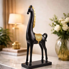 Homivio Decorative Black Deer Showpiece – 16x16 Inch – Antique Silver & Black Finish | Home Decor Gift Item