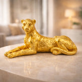 HAND N ART Sitting Golden Panther Figurine | Big Golden Panther | Golden Panther for Home Decor Showpiece Decorative Showpiece 22"