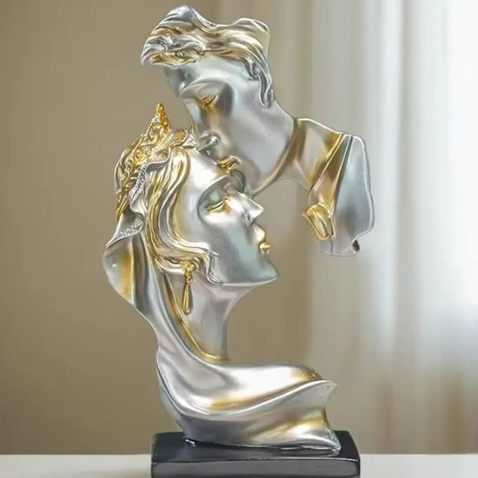 Abstract Gold & Silver Couple Face