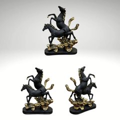 Duo Black-Golden Horse Statue