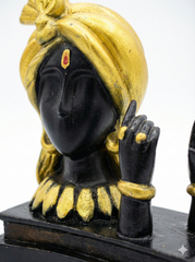 SAAJRA Elegant Black & Gold Lord Krishna Flute Idol – 10" Resin Home Decor & Gift
