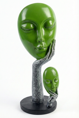 BECKON VENTURE | Abstract Green Face Sculpture – Modern Artistic Home Decor | Handicraft Antique Face showpiece for home decor items