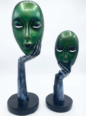 BECKON VENTURE | Abstract Green Face Sculpture – Modern Artistic Home Decor | Handicraft Antique Face showpiece for home decor items