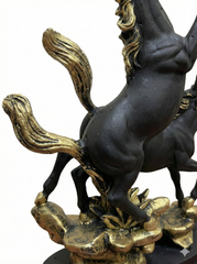 Duo Black-Golden Horse Statue