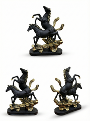 Duo Black-Golden Horse Statue
