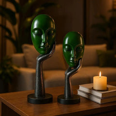 Green 2 Set Face Sculpture