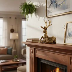 Homivio Golden Grace Deer & Fawn Showpiece – Elegant Resin Statue for Home Decor