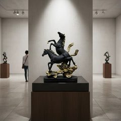 Duo Black-Golden Horse Statue