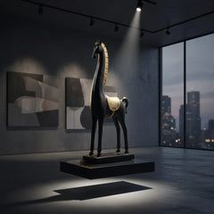 Homivio Decorative Black Deer Showpiece  – 16x16 Inch – Antique Silver & Black Finish | Home Decor Gift Item