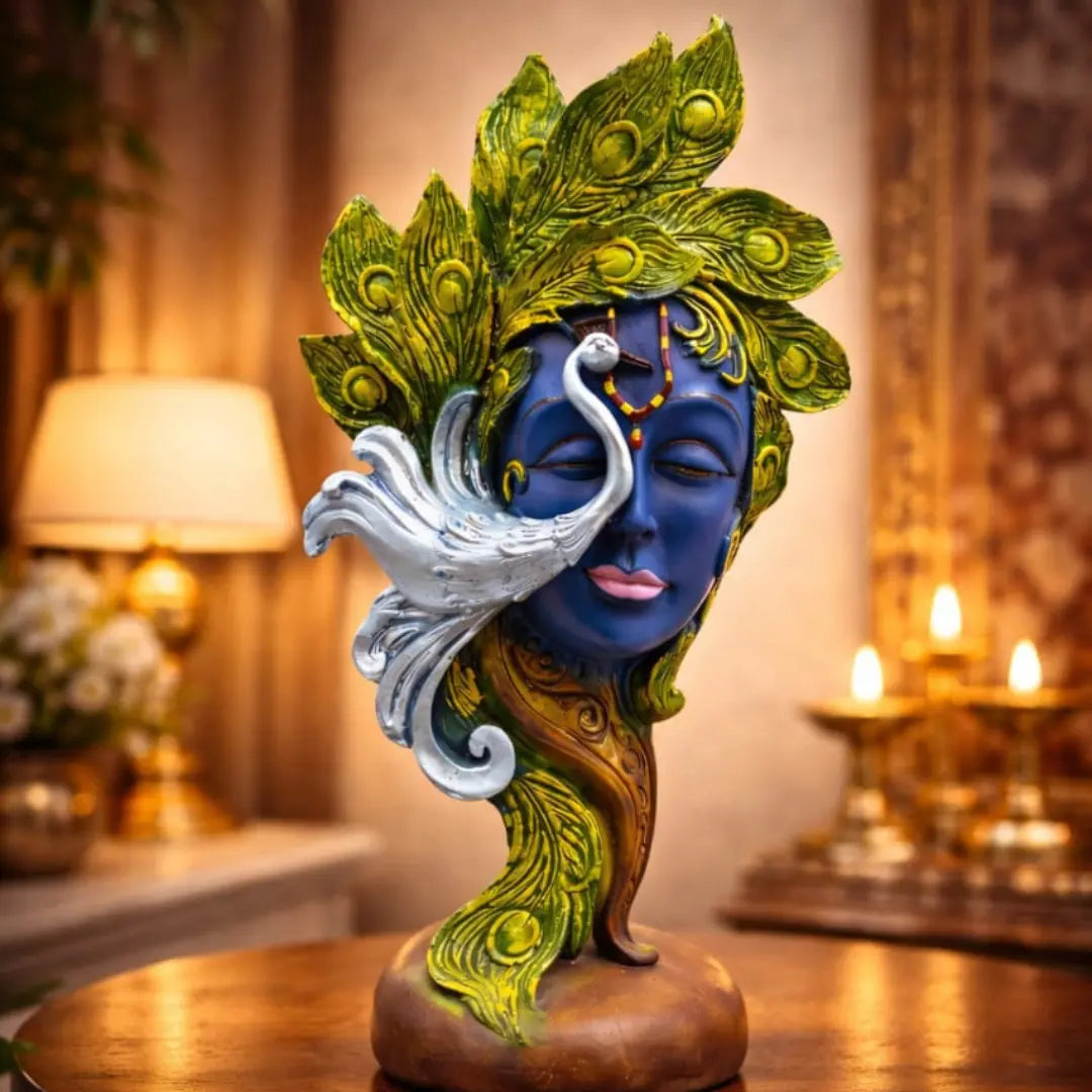 Lord Krishna Idol with Peacock