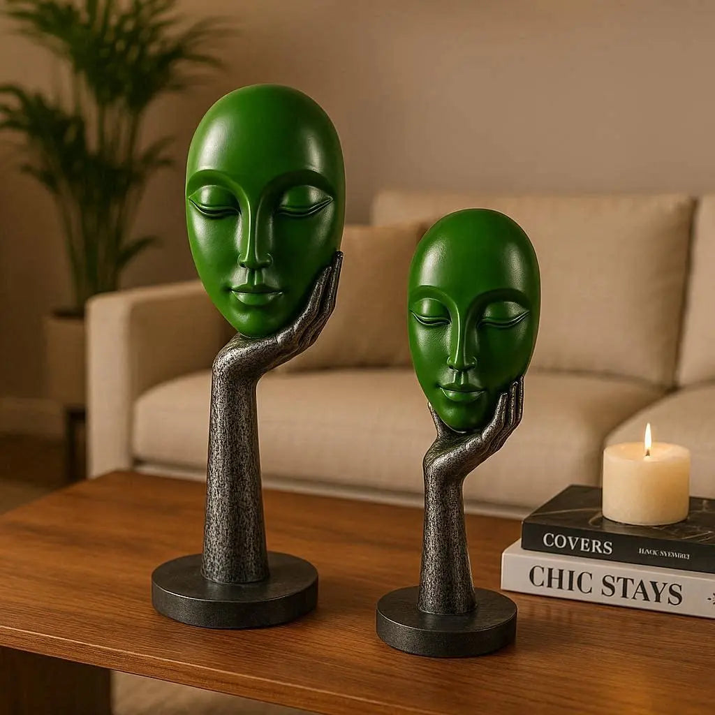 Green 2 Set Face Sculpture
