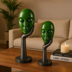 Green 2 Set Face Sculpture