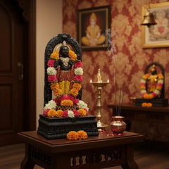 Shree Ram Ji Lalla Murti Ayodhya Model Mandir  | Premium Resin Statue (Black & Gold Finish)