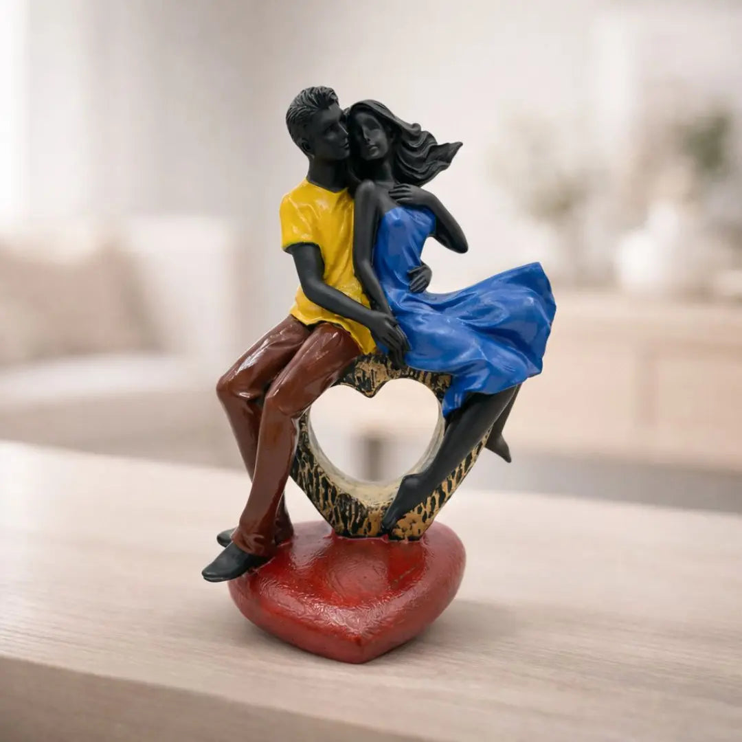 Love Couple Statue on Heart Base