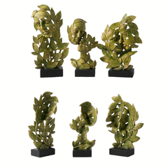 3 Set of Patta Face | Nemesis Now Natural Emotion - Peace 32cm, Resin, Green, Face in Leaves Nature Sculpture, Birthday, Ideal for Nature & Art Lovers, Cast in The Finest Resin, Expertly Hand-Painted