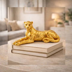 HAND N ART Sitting Golden Panther Figurine | Big Golden Panther | Golden Panther for Home Decor Showpiece Decorative Showpiece 22"